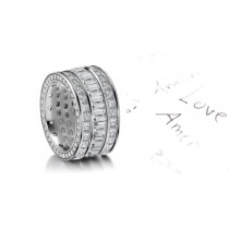 Tailor Designed Sparkler of Baguette Cut Diamonds bordered by row of Asscher Cut Diamonds in 4.0 to 5.50 carats