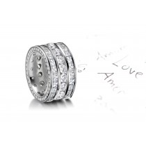 Designer: Glistening Three Row Diamond Eternity Ring in 14k Gold