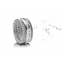 Hidden Fire: Look Three Rows of Diamond Eternity Wedding Bands