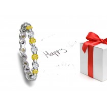 Stunning: Lively Yellow Sapphire & Diamond Eternity Wedding Rings