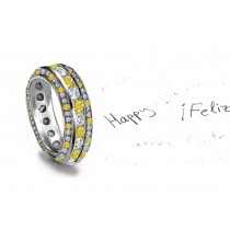 Glittering: Yellow Sapphire & Diamond Eternity Rings