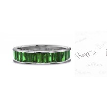 All Emerald Baguette Eternity Ring in Platinum & Gold Ring Size 3 to 8 2 to 5 cts tw