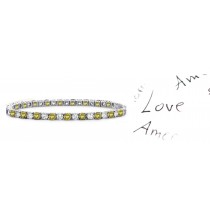 Alternating Yellow Colored Diamonds & White Diamonds Fancy Yellow Diamond Bracelet and Necklace