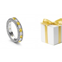 Classic Yellow Sapphires & Diamonds Eternity Wedding Ring