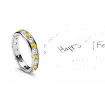 Yellow Sapphire & Diamond Eternity Wedding Ring