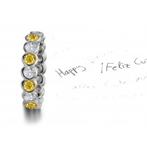 Bezel Set Yellow Sapphires Diamonds Eternity Ring