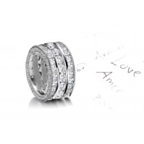 Dazzling Beauty: Twinkling Three Row Diamond Eternity Ring 4.0 to 5.50 carats