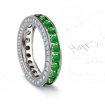 Platinum & Gold Emerald Wedding Band with Diamond Sprinkles