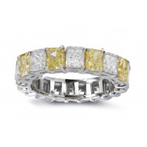 Emerald Cut Yellow & White Diamond Wedding Ring