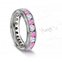 Pink Sapphire & Diamond Wedding Bands