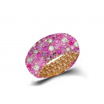 Eternity Ring with Diamonds & Pink Sapphires in Gold or Platinum