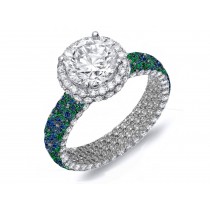 Made To Order Rings Featuring Delicate French Halo Pave Diamonds & Vivid Blue Sapphires