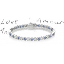 Alternating Blue Colored Diamonds & White Diamonds Fancy Blue Diamond Bracelet and Necklace