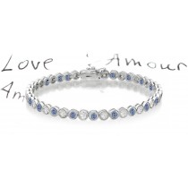 Alternating Blue Colored Diamonds & White Diamonds Fancy Blue Diamond Bracelet and Necklace