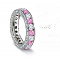 Pink Sapphire & Diamond Wedding Bands