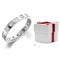 Eternity Anniversary Bands: Platinum Ring Burnish Set with Round Diamonds