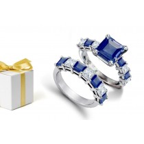 Give Us Many Fanciful Ideas Stars Associated With Precious Stones: Square Blue Sapphire & White Diamond Bridal Set