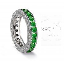 Emerald & Diamond Band Floral Scrolls & Motifs