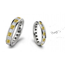 Yellow Colored Diamonds & White Diamonds Fancy Diamond Eternity Ring