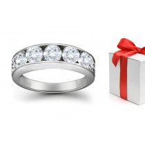 Five Stone Channel Set Round Anniversary Diamond Ring in 1.0 cts tw in Platinum & Gold