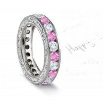 Pink Sapphire & Diamond Wedding Bands