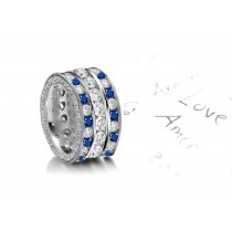 Triple Stacked Sapphire & Diamond Eternity Ring