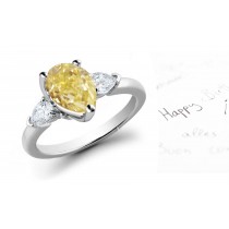Pears Yellow Diamond Designer Ring