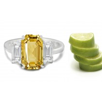 Emerald-Cut Yellow Sapphire with Emerald-Cut Diamonds in 14k Gold Engagement Ring (7x5 mm, 4x2 mm)