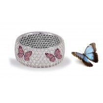 Butterfly Collection: Women's Halo Micro pave Precision Set Tourmaline & Diamond Eternity Rings Available in Gold or Platinum for Wedding or Anniversary
