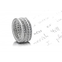 Brilliance & Fire: Three Row Diamond Eternity Wedding Bands