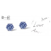 Exclusive Colored Diamonds Designer Collection - Women's Blue Colored Diamonds & White Diamonds Fancy Blue Diamond Earrings