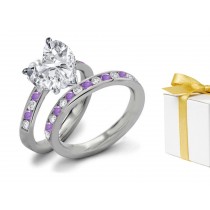 Vivacious Purple Sapphire Heart Diamond Rings