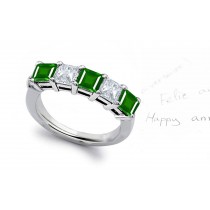 Dreams & Reality: 5 Stone Princess Cut Diamond & Square Emerald Band