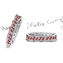 Precisely Presented Micropavee Ruby Diamond Eternity Band in Gold