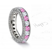 Pink Sapphire & Diamond Wedding Bands