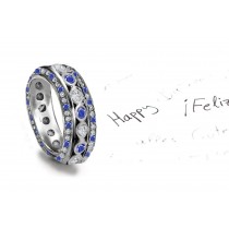 Truly Amazing: Sparkling Sapphire Diamond Oval Bubble Band Bordered with Twinkling Diamonds