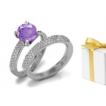 Purple Sapphire Diamond Engagement & Wedding Rings