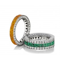 Made to Order Great Selection of Channel Set Princess Cut Round Diamonds Emerald & Yellow Sapphire Eternity Rings & Bands