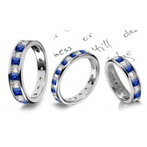 Special Effects: Channel Set Emerald Cut Diamond & Sapphire Eternity Band