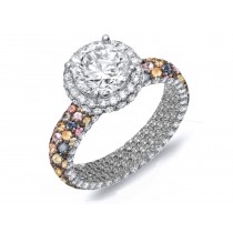 Made To Order Rings Featuring Delicate French Halo Pave Diamonds & Multi-Colored Gemstones