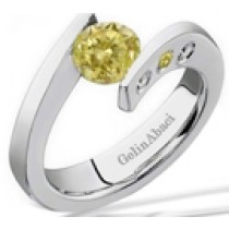 Contemporary High Quality Designer Yellow Colored Diamond Tension Set Solitaire Ring M