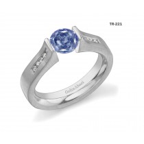 Contemporary High Quality Designer Blue Colored Diamond Tension Set Engagement Rings