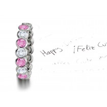Bezel Set Pink Sapphire & Diamond Eternity Ring