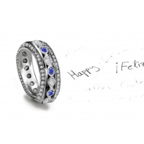 Truly Amazing: Sparkling Sapphire Diamond Oval Bubble Band Bordered with Twinkling Diamonds