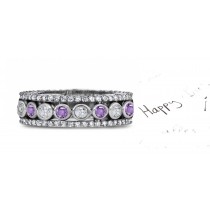 Amazing: Sparkling Glittering Purple Sapphire Diamond Eternity Band