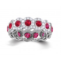 Shop Fine Quality Made To Order Round pave Prong Bezel Set Diamond & Red Ruby Eternity Style Wedding Bands