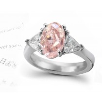 Designer Three Stone Pink Diamond Oval Ring