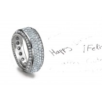 Art Deco Style Designs and Settings: View Diamond Band Encrusted with pave Set Diamonds in Center & Bead Set Diamond Border