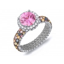 Made To Order Rings Featuring Delicate French Halo Pave Diamonds & Multi-Colored Gemstones