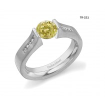 Contemporary High Quality Designer Yellow Colored Diamond Tension Set Engagement Rings